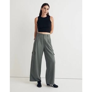 Madewell Wide Leg Blue Cargo Pants Women's NWT Size 0 High Rise Ankle